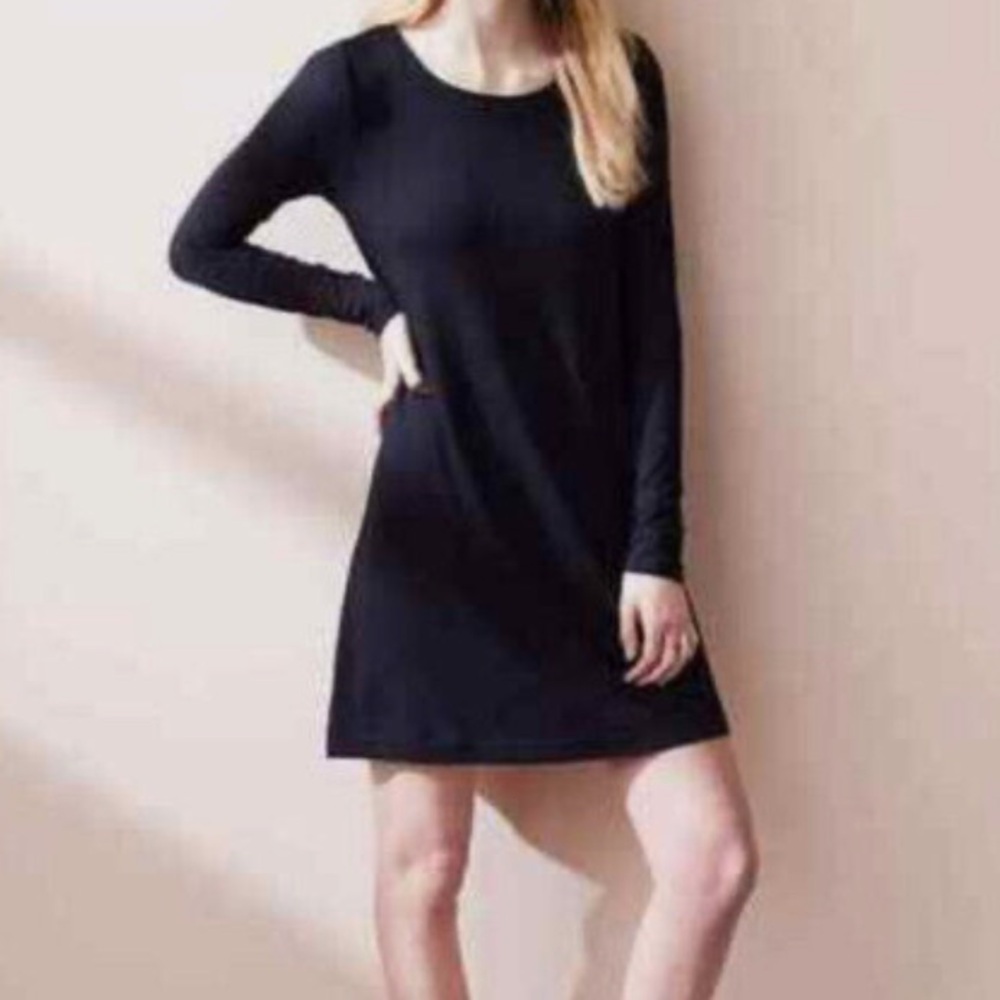 Lou & Grey Small Black Long Sleeve Tshirt Dress